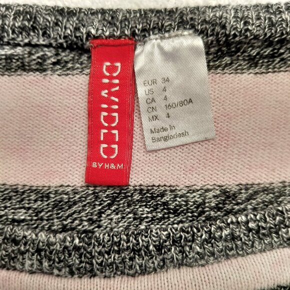 DIVIDED HM SWEATER Size 4 Pink and Grey Striped Long Sleeve #Basic #Cozycore - Picture 3 of 9